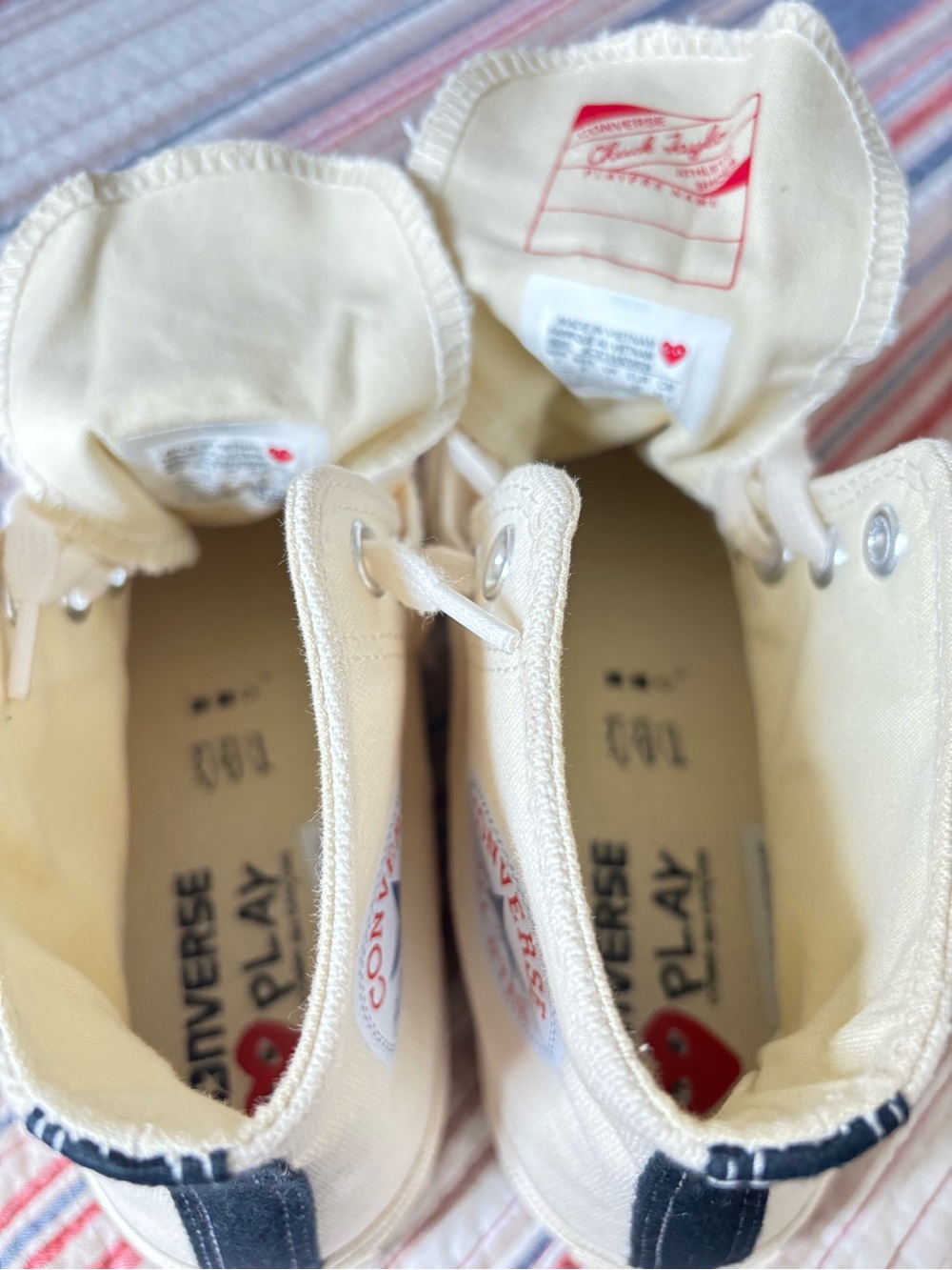 CONVERSE X PLAY COMME des GARÇONS, OFF WHITE, size 7M/9W - Picture 7 of 10